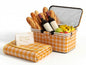 22L Collapsible Picnic Basket with Insulated Cooler, Includes Oversized 80"x80" Waterproof Blanket, Leakproof Aluminum Frame Market Grocery Tote for Family Camping, Beach & Outdoor Dates Yellow Plaid