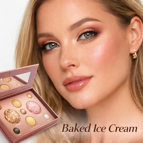 K'APEINE All-in-One Makeup Palette, 9 Colors Baked Face Kit Includes Eyeshadow, Blush, Highlighter & Bronzer | Waterproof Long-Wearing Party Cosmetics for Women - 03# - color: Rose Quartz Beach (9 Colors)
