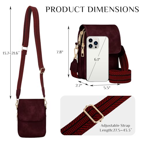 Fashion Small Crossbody Bags for Women Trendy Designer Cell Phone Purses Wallets with Card Holder Anti Theft Travel - color: Red