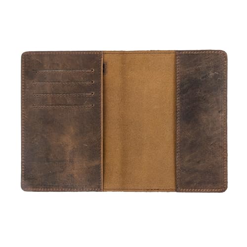 RFID Blocking Passport Holder Travel Wallet - Genuine Crazy Horse Leather for Men(Coffee) - color: Coffee