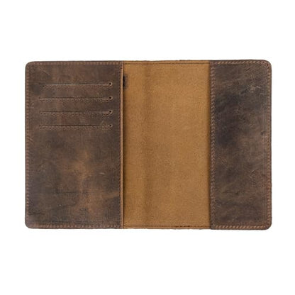 RFID Blocking Passport Holder Travel Wallet - Genuine Crazy Horse Leather for Men(Coffee) - color: Coffee