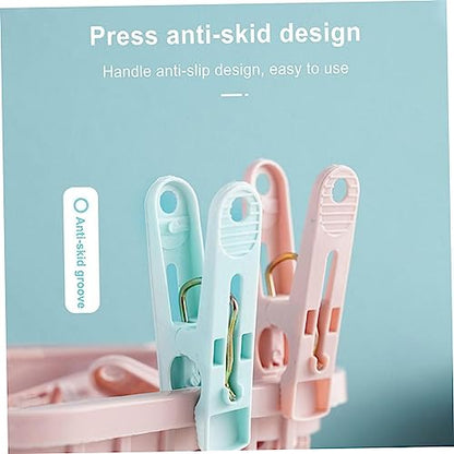 Pegs for Washing Line 31Psc Non Slip Windproof PP Material Pegs with Basket Multifunctional Fastening Waterproof Laundry with Spring Light Blue.. - color: Light Blue