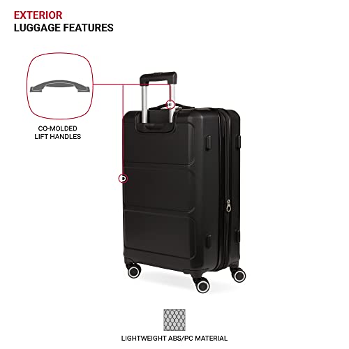 SwissGear 8090 Hardside Expandable Luggage with Spinner Wheels, Black, Checked-Medium 24-Inch - color: Black, size: Checked-Medium 24-Inch