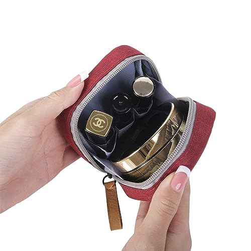 Hekyip Mini Cosmetic Bag, Travel Makeup Pouch, Portable Waterproof Cosmetic Pouch for Ladies Women, Mini (Mini Red) - color: Mini Red