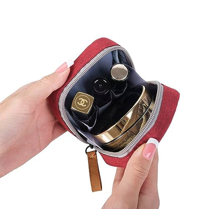 Hekyip Mini Cosmetic Bag, Travel Makeup Pouch, Portable Waterproof Cosmetic Pouch for Ladies Women, Mini (Mini Red) - color: Mini Red