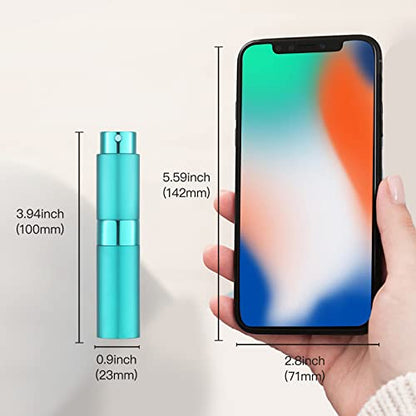 LISAPACK 8ML Atomizer Perfume Spray Bottle for Travel, Empty Refillable Cologne Dispenser, Portable Sprayer (Cyan) - color: Cyan