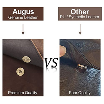 Augus Leather Small Messenger Bag For Men Crossbody Handbag Shoulder Sling Travel Bags for Men Purse Daypack Magnetic Buckle - color: Brown