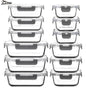 AILTEC 12 Pack Glass Food Storage Containers with Lids, Glass Meal Prep Containers Set with Leak Proof Lids, Airtight Lunch Container for Kitchen, Microwave, Oven, Freezer, Dishwasher Safe, Bpa free - color: gray