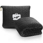 EverSnug Travel Blanket & Pillow 68x42 - Premium Ultra-Soft Microfleece 2 in 1 Compact & Packable Flight Blanket with Soft Bag Pillowcase, Hand Luggage Sleeve and Backpack Clip (Black) - color: Black