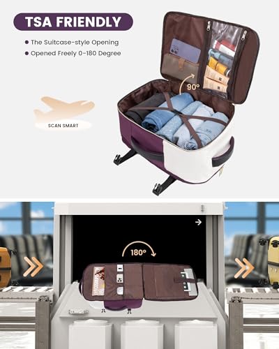 LOVEVOOK 40L Large Travel Backpack for Women, Flight Approved, Waterproof, TSA Compliant, Fits 17.3'' Laptop, 17 Pockets, 3 Packing Cubes - color: Beige-dark Purple-black, size: 40L-17.3 Inch-4Pcs