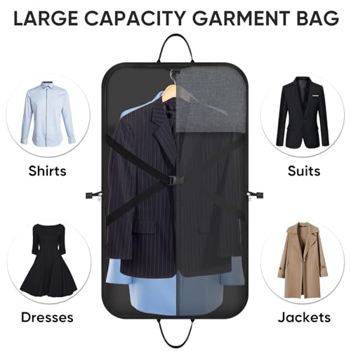 BALEINE Travel Garment Bag, Travel Suit Bag for Men, Water Resistant Carry on Garment Bag for Hanging Clothes, Garment Duffel Bag for Travel Business (Grey) - color: Grey