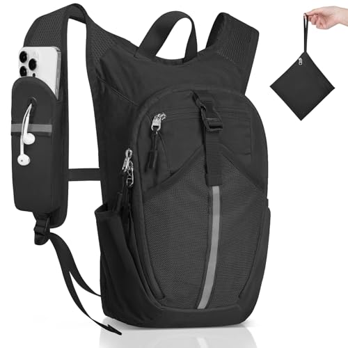 Small Hiking Backpack 10L - Lightweight Packable Foldable Backpack for Travel Camping Outdoor Commute, Compact Rucksack for Women Men(Black) - color: Black, size: 10L