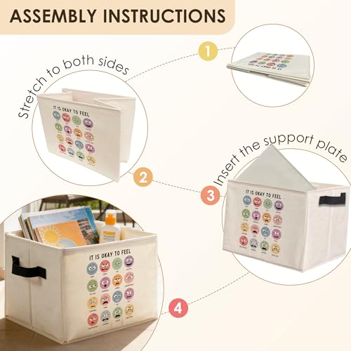 Emotions Chart Mental Health Storage Bins Box with Handles, It Is Okay to Feel Inspirational Foldable Basket Toybox for Kids Room Classroom Therapy Office Home Clothes Toys Books - color: color-05