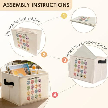 Emotions Chart Mental Health Storage Bins Box with Handles, It Is Okay to Feel Inspirational Foldable Basket Toybox for Kids Room Classroom Therapy Office Home Clothes Toys Books - color: color-05