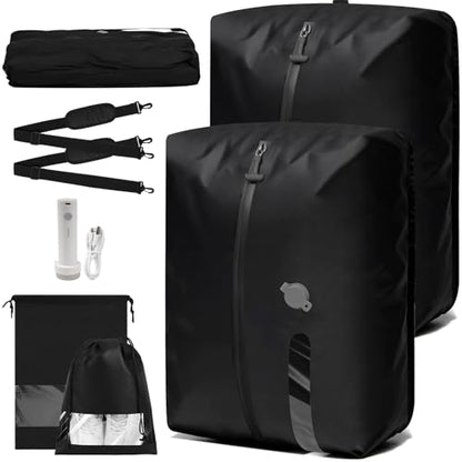 Vacuum Travel Bags With Pump,Vacuum Seal Bags For Clothing Travel,Ip67 Waterproof Vacuum Bags For Travel,Compression Packing Cubes With Suitcase, Luggage,Backpack (2pcs + Pump+Shoe Bags)