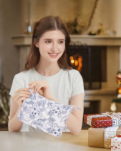 Narwey Small Makeup Bag for Purse Travel Makeup Pouch Cosmetic Bag Zipper Pouch Bags for Women (Navy Blue Flower) - color: Navy Blue Flower