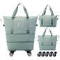 DOJUNS Rolling Duffle Bag with Wheels,Expandable Foldable Duffle Bag,Detachable Rolling Wheels,Rolling Luggage Bag Carry on Duffel Bag,Wheeled Travel Duffle Bag,Gift for Wife and Parents - color: Blue