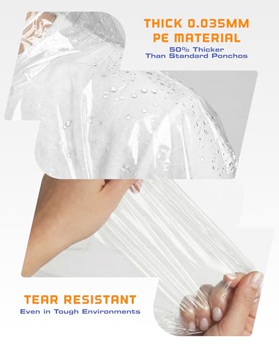 Hagon PRO Disposable Rain Ponchos for Adults (5 Pack) - color: Clear (5 Pack)