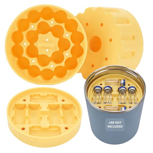 3ml Vial Insert (1 Short +2 Tall) Compatible with Hydrapeak Food Jars,Vial Insert Peptide Storage Set for 32/25/18oz Hydrapeak Food Thermos, Maximum Hold 48 Vials, Yellow.(No vials/Jar Included) - size: 1 short +2 tall (Fit 32 Ounce Hydrapeak Food Jar)