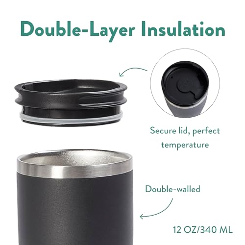 Tumbler, Stainless Steel 2-in-1 Travel Coffee Mug & Water Bottle, Leak Proof Insulated Cup for Hot & Cold Drinks, BPA Free, Fits Most Cup Holders (Black Pepper) - color: Black Pepper