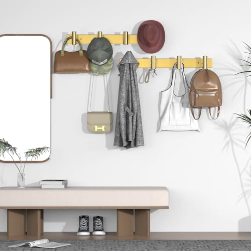 VAEHOLD Hat and Coat Wall Mount Rack - Hooks for Robes, Bags, Keys, and Towels - Bathroom Towel Hanger Organizer (Gold, “T“ Shape 4 Hooks 1 Pack) - color: Gold, size: “T“ Shape 4 Hooks 1 Pack