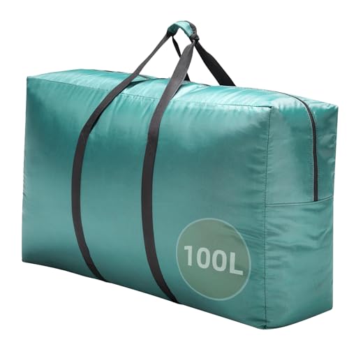 Extra Large travel duffel bag with Strong Handles, 100L Waterproof duffel bag, Durable Zippers, Extra Large Storage Totes for Camping, Space Saving and Moving Supplies, Green - color: Green, size: M - 31.5″× 11.8″× 16.5″