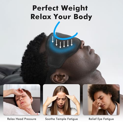 Sleep Eye Mask for Men Women, Weighted Sleeping Mask for Side Sleeper, Travel Blackout Night Blindfold Eye Shade Cover with Adjustable Strap (Obsidian) - color: Obsidian