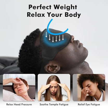 Sleep Eye Mask for Men Women, Weighted Sleeping Mask for Side Sleeper, Travel Blackout Night Blindfold Eye Shade Cover with Adjustable Strap (Obsidian) - color: Obsidian