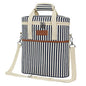 Opux 3-Bottle Wine Carrier Tote, Insulated Leakproof Cooler Bag, Portable Wine Bottle Tote for Picnic, BYOB, Beach - Stripe - color: Navy Stripes