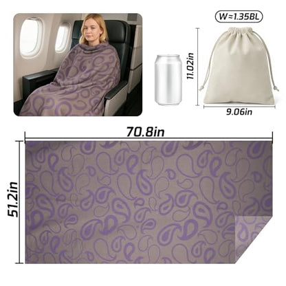 Travel Blanket Airplane - Ultra Soft & Lightweight Knit Design Compact Airplane Blanket,53x72 Inch,Stylish Travel Shawl Wraps for Flights,Office,Home Use,Travel Essentials & Gifts - color: Purple