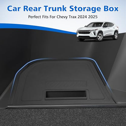 Karltys Trunk Storage Box with Lid for Chevy Trax 2024 2025 2026, TPE Waterproof Car Trunk Organizer, Rear Trunk Side Storage Bin Box for 2025 Chevrolet Trax Accessories (Left Side)