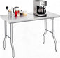 GlowSol Folding Stainless Steel Table 48 x 24 Inch, Metal Foldable Prep/Work Table, 1100 LB Load Capacity, No Assembly, Portable Workbench for Kitchen, Laundry, Restaurant, Camping, Garage - size: 48x24 in