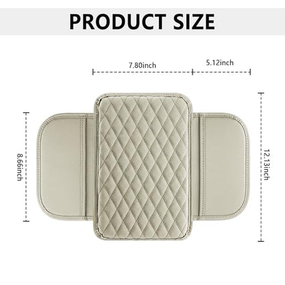 Stacool Upgraded Car Center Console Cover,Microfiber Leather Car Armrest Cover Cushion with 2 Storage Bags,Universal Car Armrest Storage Box (Light Beige) - color: Light Beige