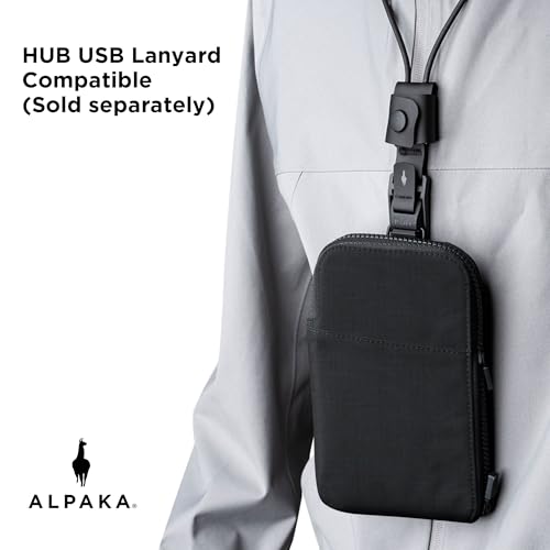 ALPAKA Zip Travel Wallet Black Axoflux 210D - RFID Passport Holder - Self Locking Zipper - Tear Resistant Material - Four Pockets and Two Card Slots - HUB Accessories Compatible - color: Black