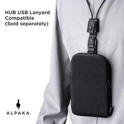 ALPAKA Zip Travel Wallet Black Axoflux 210D - RFID Passport Holder - Self Locking Zipper - Tear Resistant Material - Four Pockets and Two Card Slots - HUB Accessories Compatible - color: Black