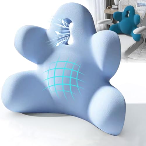 Lumbar Support Pillow for Office Chair, Back Pillow Lumbar Support for Car, Chair, Sofa - Improve Lower Back Pain Relief & Sitting Posture, Memory Foam Back Cushion for Long Sitting (B-Blue) - color: B-blue
