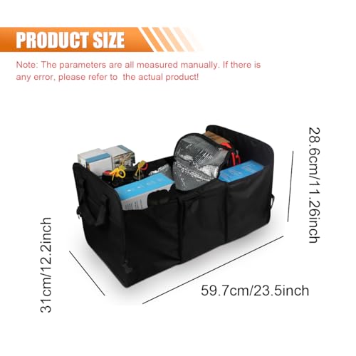 Car Trunk Organizer, Oxford Fabric Waterproof & Anti-Slip Vehicle Storage Box with Leak Proof & Insulated Cooler Bag, Large Capacity Foldable Auto Storage Box for Car, SUV, Truck (Black) - color: Black