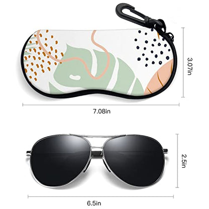 Sunglasses Soft Case with Carabiner Ultra Light Neoprene Zipper Glasses Case - color: Modern Art
