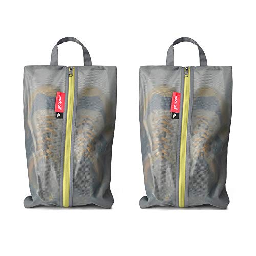 pack all Shoe Bag for Travel, Water-Resistant Shoe Pouch for Gym, Odor-Resistant Soccer Cleats Bag for Sport (Grey, 2-Pack) - color: Grey, style: 2 Pack