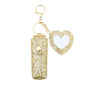 Sisadodo Glitter Lip Oil Holder Key Chains for Woman Lipstick Case with Mirror Lip Balm Keychain for Lipstick Case Keychain - color: Gold-heart