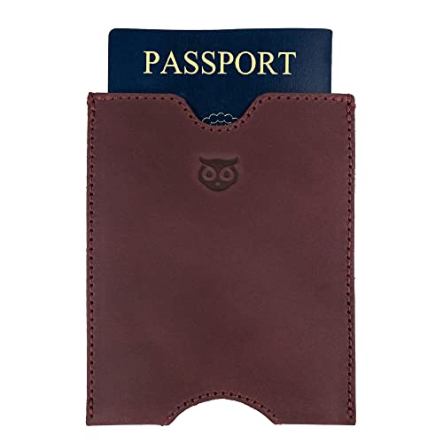 Hide & Drink, Travel Passport Pocket Sleeve Handmade from Full Grain Leather - Sangria - color: Sangria