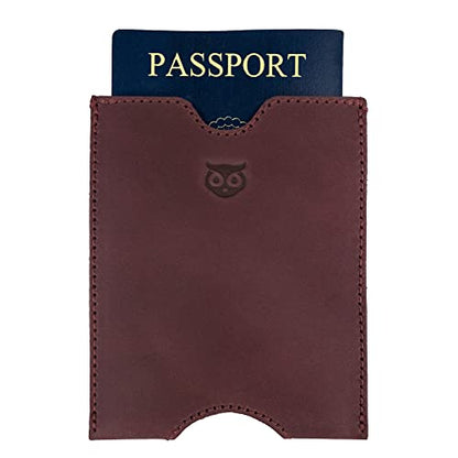 Hide & Drink, Travel Passport Pocket Sleeve Handmade from Full Grain Leather - Sangria - color: Sangria