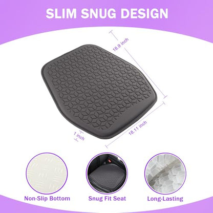 Thin Gel Seat Cushion for Car Seat, Office Chair, Wheelchair, Golf Cart - Slim Design Non-Slip Car Seat Cushions with 0.7 Inch Gel - Sciatica & Coccyx Pain Relief (Fabric, Dark Grey) - color: Dark Grey