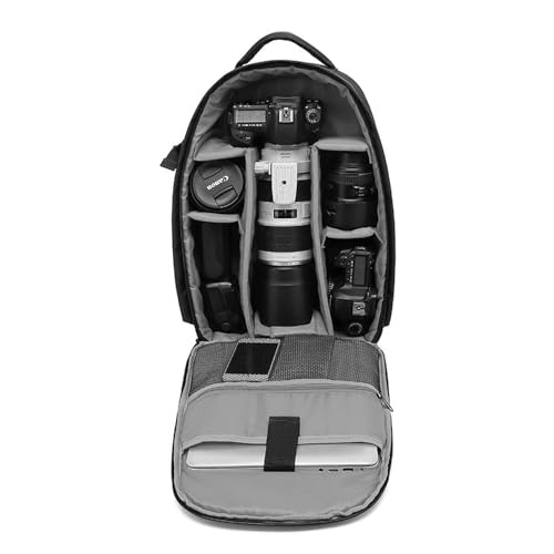 Waterproof SLR/DSLR Camera Backpack Shoulder Bag Travel Case For Canon Nikon Sony Digital Lens (Large, Grey) - color: Grey, size: Large