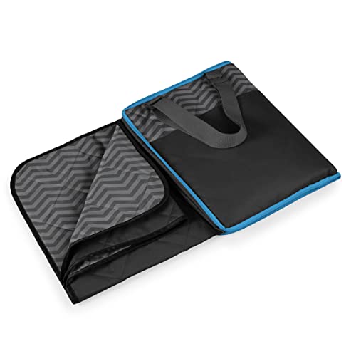 Vista Outdoor Picnic Blanket & Tote, (Waves Collection - Gray with Vista Blue Accents) - color: Wave Collection
