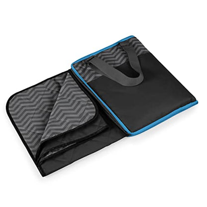 Vista Outdoor Picnic Blanket & Tote, (Waves Collection - Gray with Vista Blue Accents) - color: Wave Collection