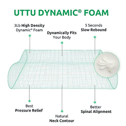 UTTU Cervical Pillow for Neck Pain Relief, Memory Foam Neck Pillow for Sleeping, Adjustable Orthopedic Sandwich Pillow, Contour Cooling for Side Back Stomach Sleeper, Queen(23.6"×13.8"×5.2"/4.5") - size: Queen Size