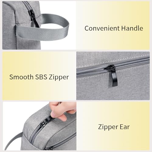 Travel Hanging Toiletry Bag with Carry Handle - Water-Resistant Small Cosmetic Organizer for Men & Women, Makeup, Shaving Kit, Gym & Travel Essentials (Grey) - color: Grey