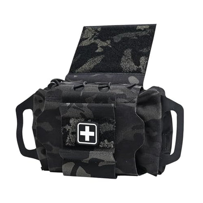 SABADO Rapid/Quick Deploy First Aid Kit Pack Tactical IFAK Pouch Two-Piece System Med Roll Carrier Hypalon Handle Outdoor Sport Hunting Bag - color: Black CP