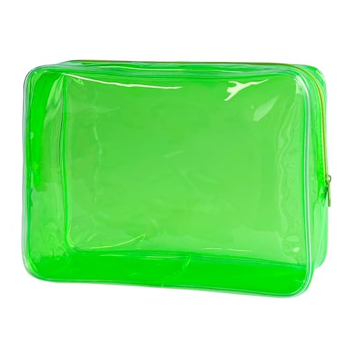 Waterproof PVC Makeup Bag - Leakproof Cosmetic Organizer for Travel Toiletry Storage 9.84×7.09×2.36 Inch for Women & Men (Green) - color: Green